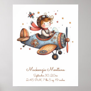 Kinderzimmer Artwork Child Flying Flugzeug Persona Poster