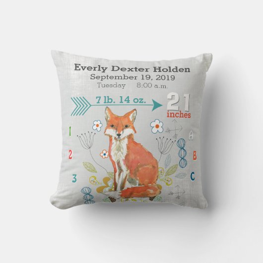 Kinderzimmer Baby Birth Stat Fox Arrow Muster Kissen (Vorderseite)