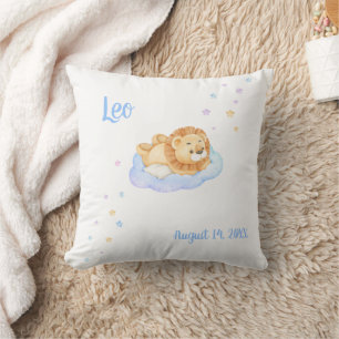 Kinderzimmer-Baby-Löwe-Kissen mit Namen und Geburt Kissen
