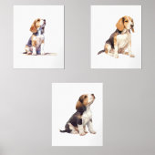 Kinderzimmer Beagle Kunst, Beagle und Welpe Kunst Bilderwand Sets (Vorderseite)