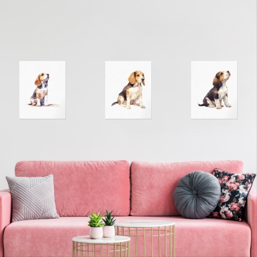 Kinderzimmer Beagle Kunst, Beagle und Welpe Kunst Bilderwand Sets (Wohnzimmer)