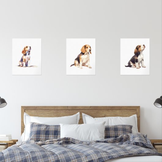 Kinderzimmer Beagle Kunst, Beagle und Welpe Kunst Bilderwand Sets (Schlafzimmer)