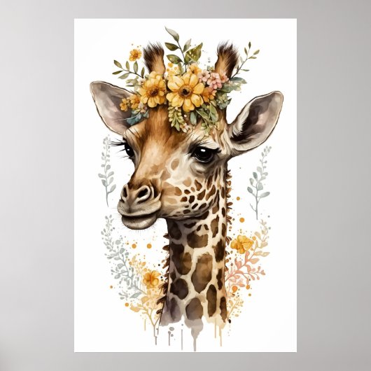 Kinderzimmer Bilder von Tieren: Giraffe Poster (Vorne)