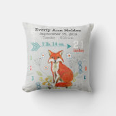 Kinderzimmer Birth Record Fox Cool Grau Hipster Ba Kissen (Vorderseite)