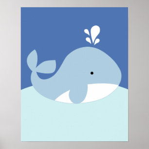 Kinderzimmer "Blauer und grauer Ozean Life Whale"  Poster