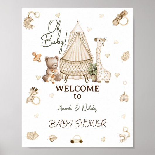 Kinderzimmer Boho Botanical Animal Baby Shooting B Poster (Vorne)