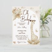 Kinderzimmer Boho giraffe Babydusche Einladung (Stehend Vorderseite)