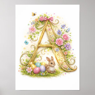 Kinderzimmer Buchstabe A Baby Anfangsbuchstabe Gol Poster