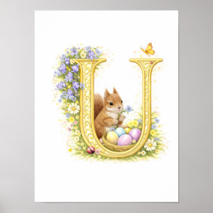 Kinderzimmer Buchstabe U Baby-Streifenhörnchen Ini Poster