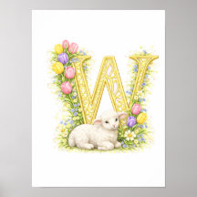 Kinderzimmer Buchstabe W Baby Lamm Initiale Gold f