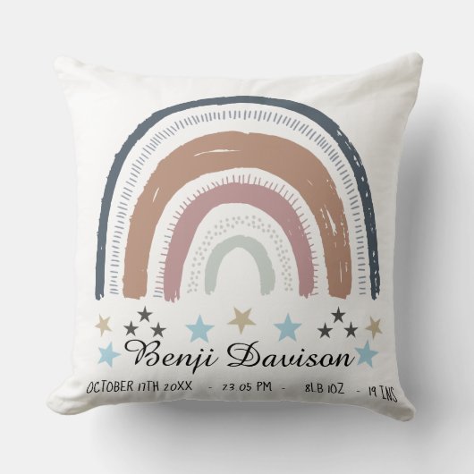 Kinderzimmer Cushion Birth Record Rainbow Stars Kissen (Vorderseite)
