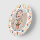 Kinderzimmer Custom Baby Foto Wasserfarben Rainbow Runde Wanduhr (Winkel)