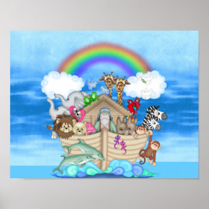 KINDERZIMMER DECORATION Noahs Ark RAINBOW MURAL Poster
