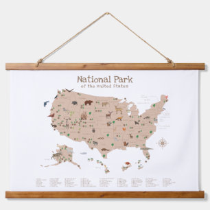 Kinderzimmer-Dekoration der Nationalparks von Wood Wandteppich Mit Holzrahmen