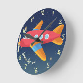 Kinderzimmer-Dekoration - Dream Big Airplane Pilot Runde Wanduhr (Winkel)