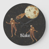 Kinderzimmer-Dekoration für Jungen im Astronauten- Große Wanduhr (Vorderseite)