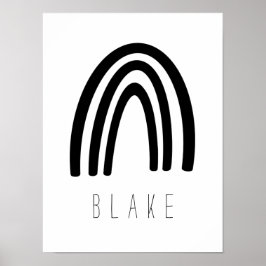 Kinderzimmer-Dekorplakat für Schwarzweiß-Regenboge Poster