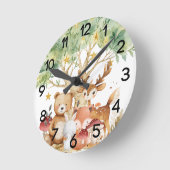 Kinderzimmer der Weidewaldtiere Runde Wanduhr (Winkel)