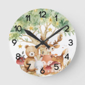 Kinderzimmer der Weidewaldtiere Runde Wanduhr (Vorderseite)