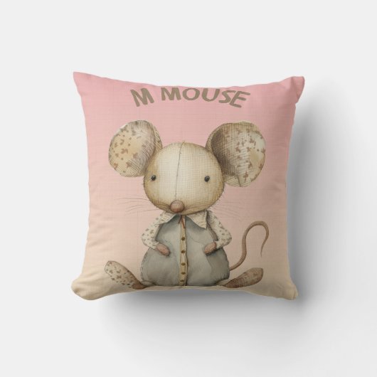 Kinderzimmer Design: Adorable Mouse & "M" Mouse Ac Kissen (Vorderseite)