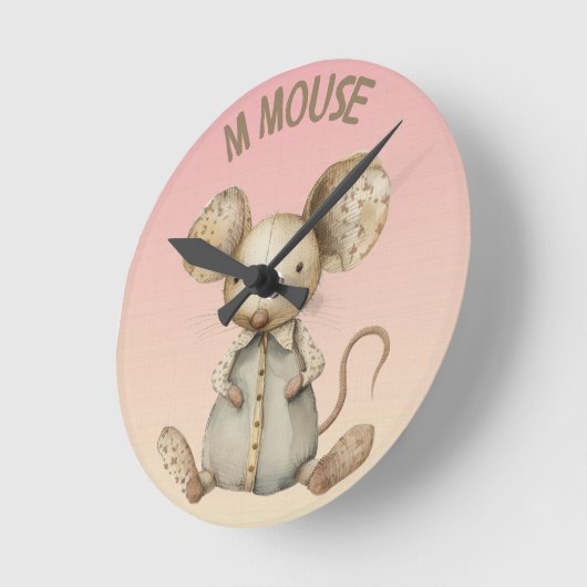 Kinderzimmer Design: Adorable Mouse & "M" Mouse Ac Runde Wanduhr (Winkel)