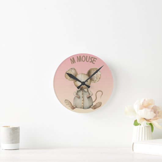 Kinderzimmer Design: Adorable Mouse & "M" Mouse Ac Runde Wanduhr (Zuhause)
