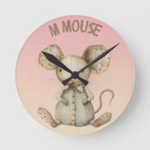Kinderzimmer Design: Adorable Mouse & "M" Mouse Ac Runde Wanduhr (Vorderseite)