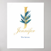 Kinderzimmer Druckname, Letter J, Girl-Malart