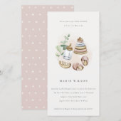 Kinderzimmer Essential Pink Girl Babydusche Einlad Dankeskarte (Vorne/Hinten)