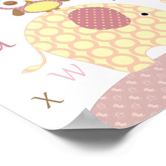 Kinderzimmer-Eule-Alphabet Poster (Ecke)