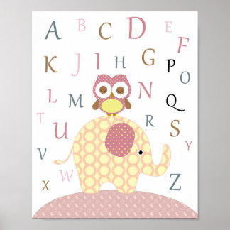 Kinderzimmer-Eule-Alphabet Poster
