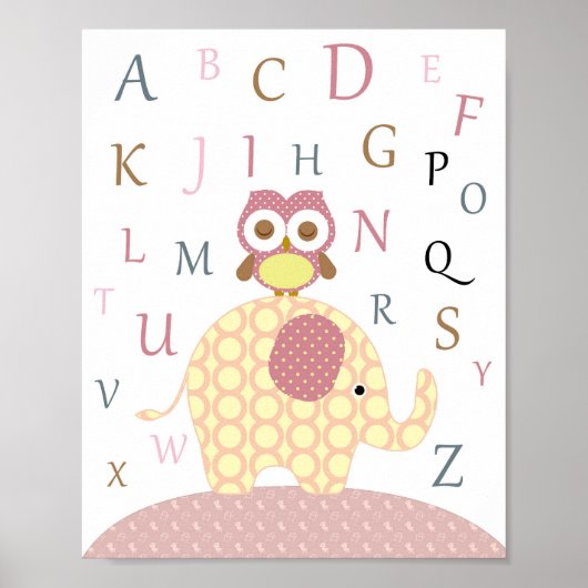 Kinderzimmer-Eule-Alphabet Poster (Vorne)