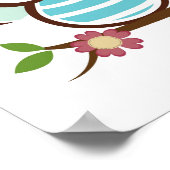 Kinderzimmer Eule Art Poster Baby mit Mama Papa (Ecke)