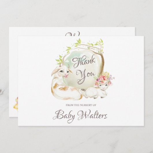 Kinderzimmer Farm Animal Baby Dusche Dankeskarte (Vorne/Hinten)