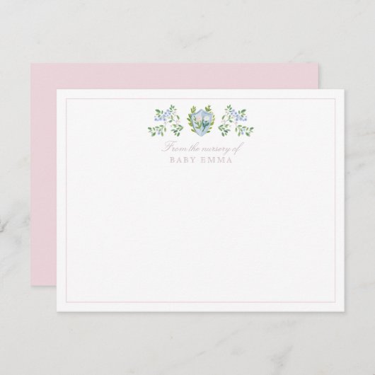 Kinderzimmer florales Wappen Einladung (Vorne/Hinten)