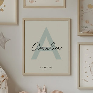 Kinderzimmer für den benutzerdefinierten Babynamen Poster