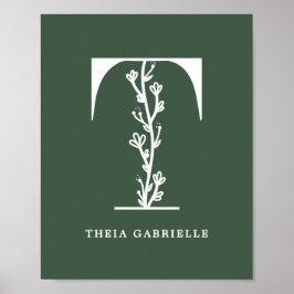 Kinderzimmer für den Buchstaben T Name des Farbflo Poster