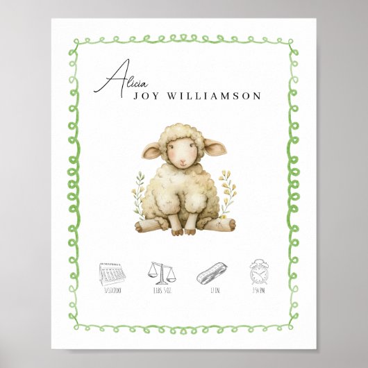 Kinderzimmer für individuelle Wasserfarben-Lamm-Ge Poster (Vorne)