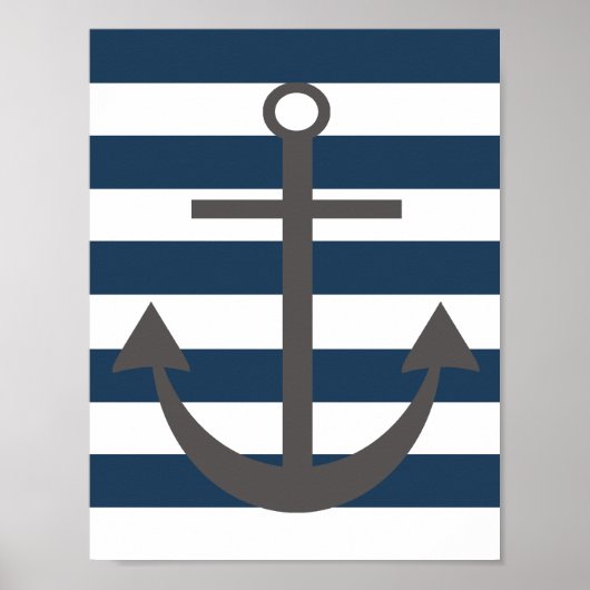 Kinderzimmer für Navy Blue und Grau Anchor Print Poster (Vorne)