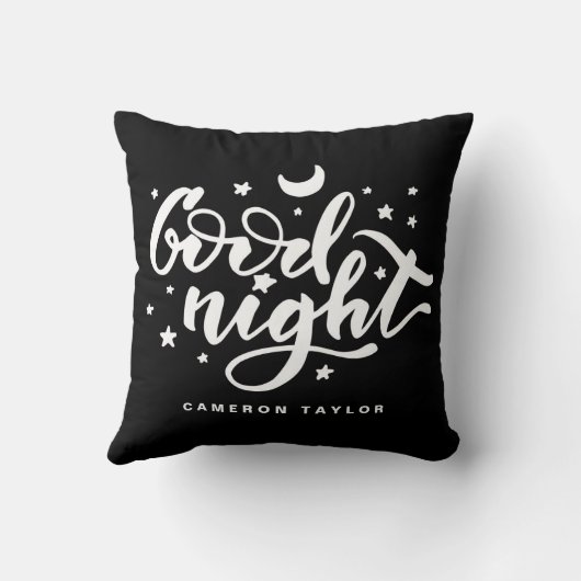Kinderzimmer für Schwarzweißnachts-Typografie Kissen (Rückseite)