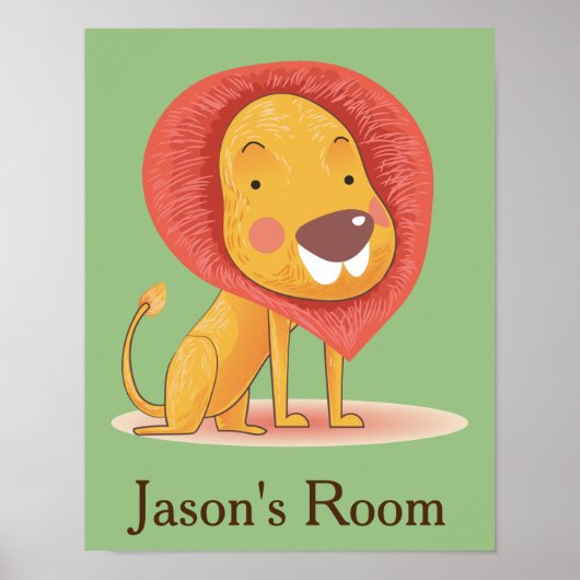 Kinderzimmer Gelb Orange niedlichen Löwen personal Poster (Vorne)