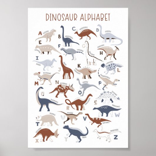Kinderzimmer Gender Neutral Dinosaurier Alphabet Poster (Vorne)