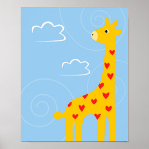 Kinderzimmer Giraffe Illustration niedliche Savana Poster