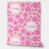 Kinderzimmer Girly Pink Blume Muster Name Tapete (Abrollen)