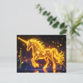 Kinderzimmer Gold Einhorn Design Glitzer Zauberkun Postkarte (Stehend Vorderseite)