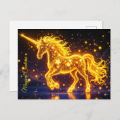 Kinderzimmer Gold Einhorn Design Glitzer Zauberkun Postkarte (Vorne/Hinten)