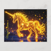 Kinderzimmer Gold Einhorn Design Glitzer Zauberkun Postkarte (Vorderseite)