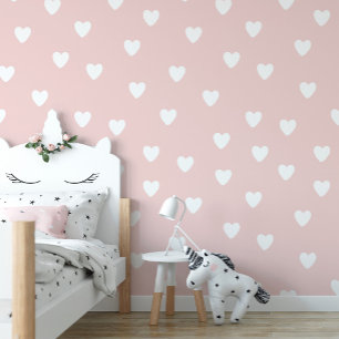 Kinderzimmer-Hintergrund für rosa Herzmuster Tapete