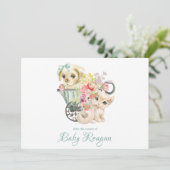 Kinderzimmer Kitten & Puppy Monogram Babydusche Dankeskarte (Stehend Vorderseite)