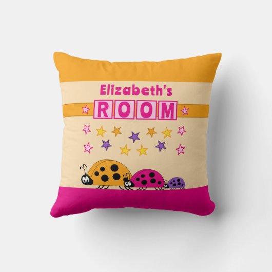 Kinderzimmer Ladybugs geben den Namen lila rosa Kissen (Rückseite)